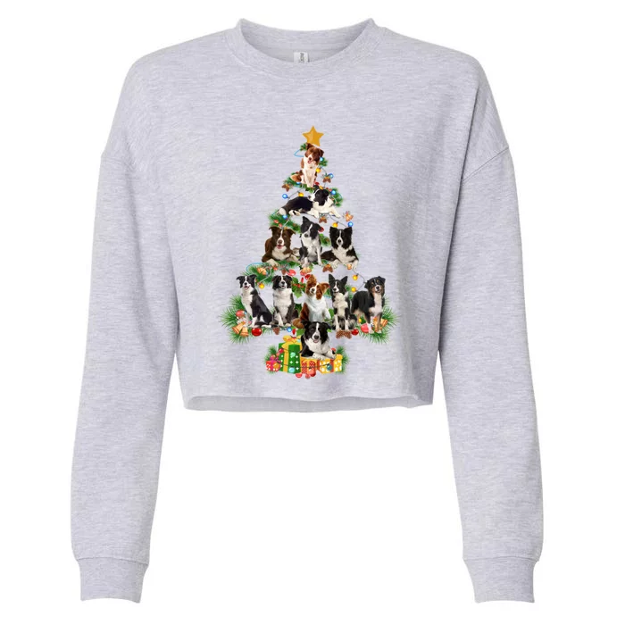 Funny Border Collie Dog Merry Christmas Tree Lover Xmas 2020 Gift Cropped Pullover Crew