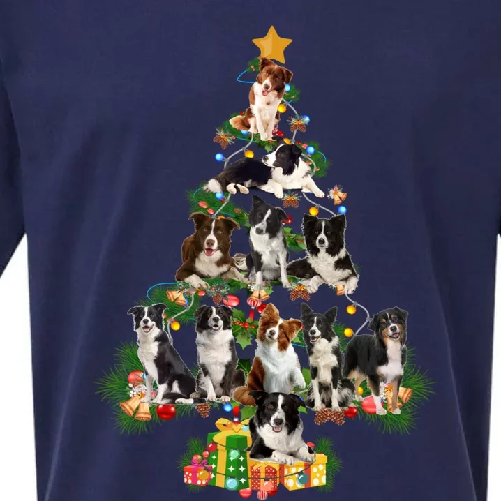 Funny Border Collie Dog Merry Christmas Tree Lover Xmas 2020 Gift Sueded Cloud Jersey T-Shirt