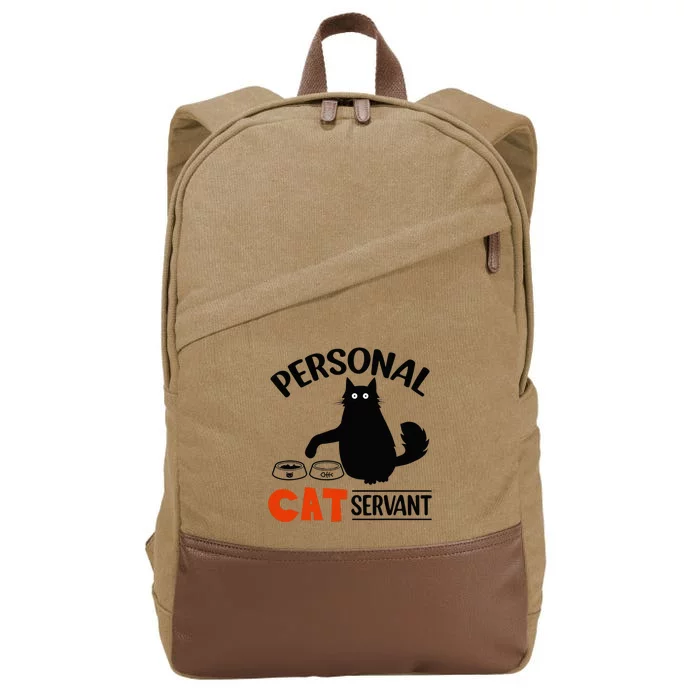 Funny Black Cat Personal Cat Servant Cotton Canvas Backpack