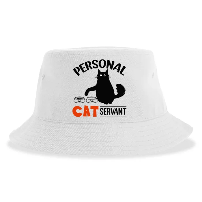 Funny Black Cat Personal Cat Servant Sustainable Bucket Hat