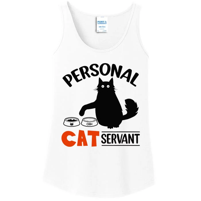 Funny Black Cat Personal Cat Servant Ladies Essential Tank