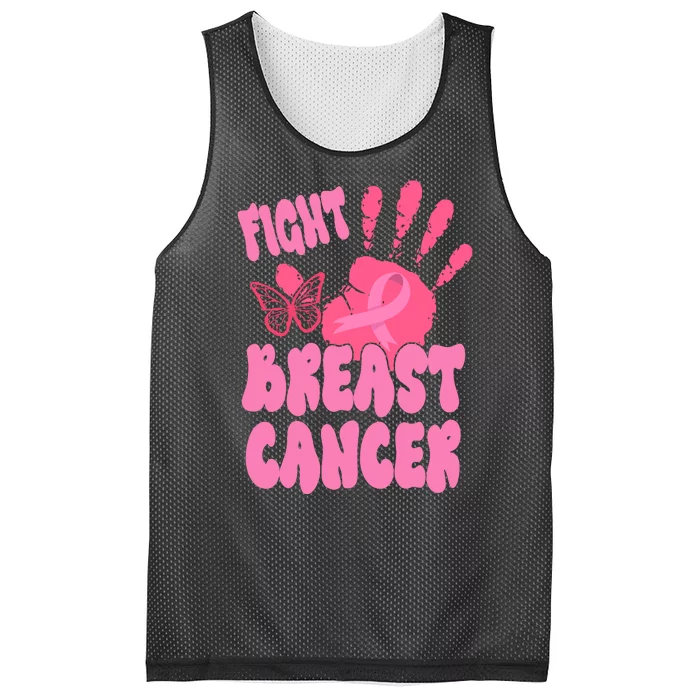 Fight Breast Cancer Handprint Ribbon Mesh Reversible Basketball Jersey Tank