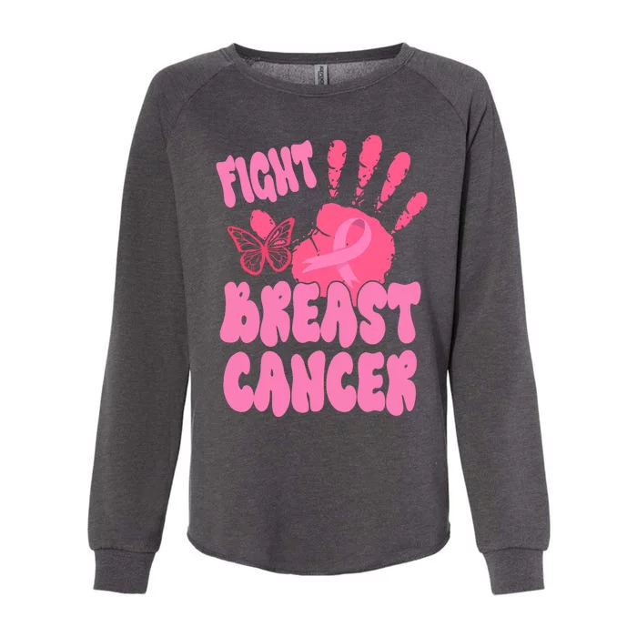 Fight Breast Cancer Handprint Ribbon Womens California Wash Sweatshirt