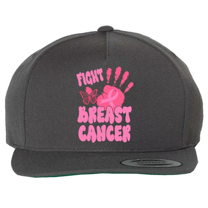 Fight Breast Cancer Handprint Ribbon Wool Snapback Cap