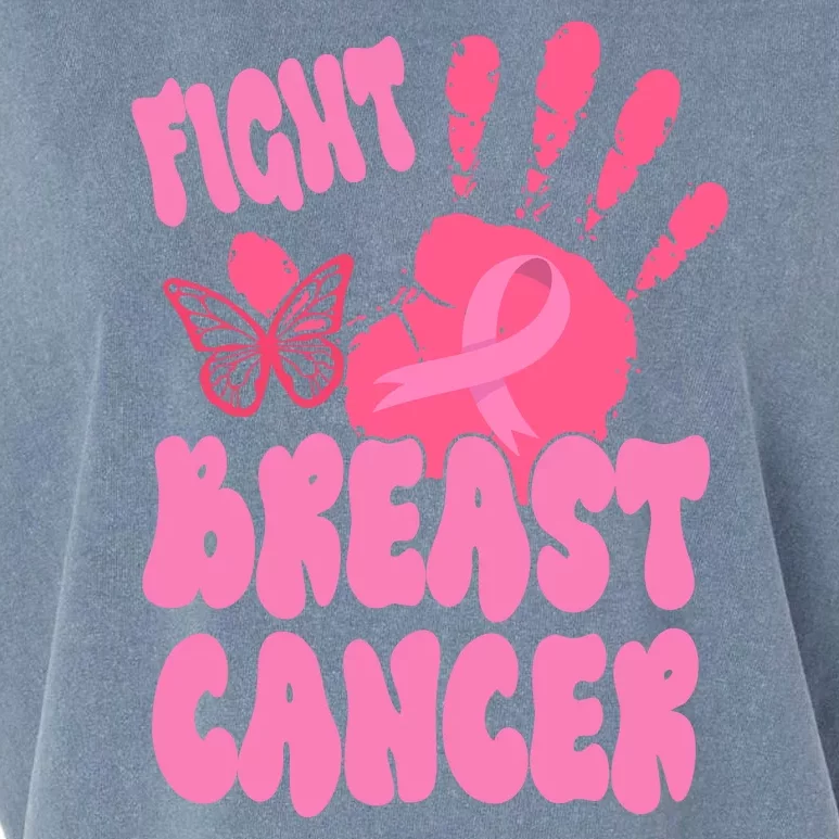 Fight Breast Cancer Handprint Ribbon Garment-Dyed Women's Muscle Tee