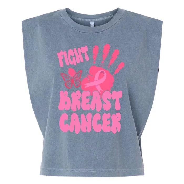 Fight Breast Cancer Handprint Ribbon Garment-Dyed Women's Muscle Tee