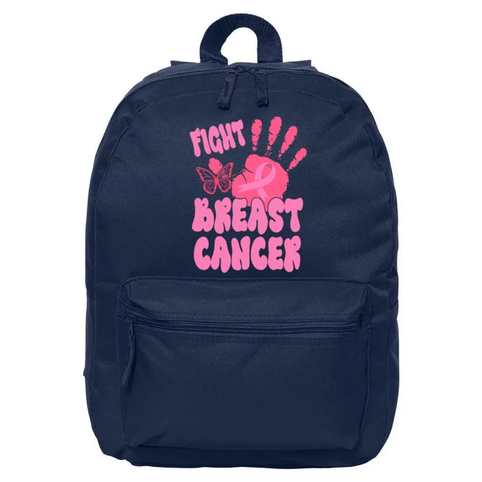 Fight Breast Cancer Handprint Ribbon 16 in Basic Backpack