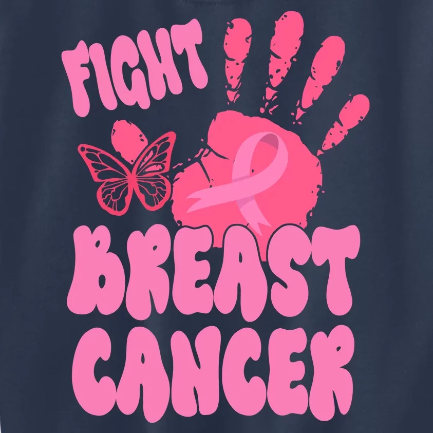 Fight Breast Cancer Handprint Ribbon Kids Sweatshirt