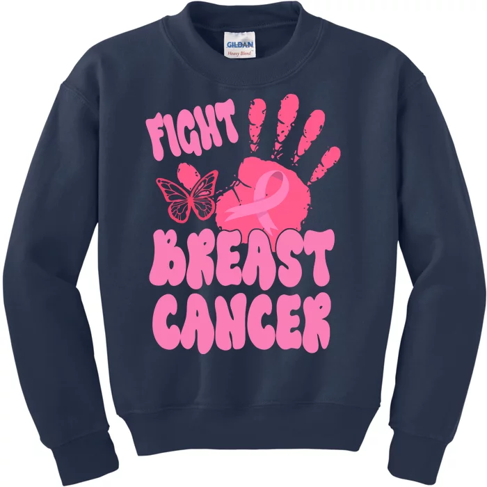 Fight Breast Cancer Handprint Ribbon Kids Sweatshirt