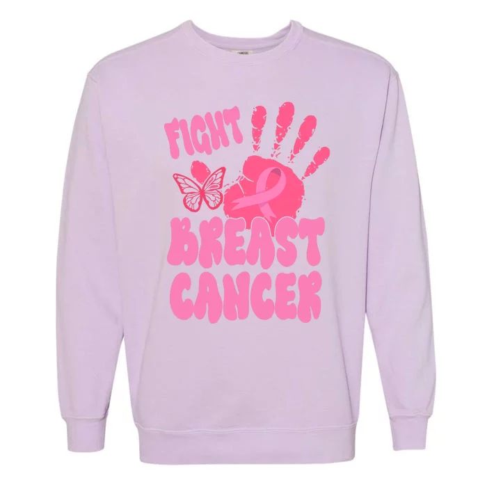 Fight Breast Cancer Handprint Ribbon Garment-Dyed Sweatshirt