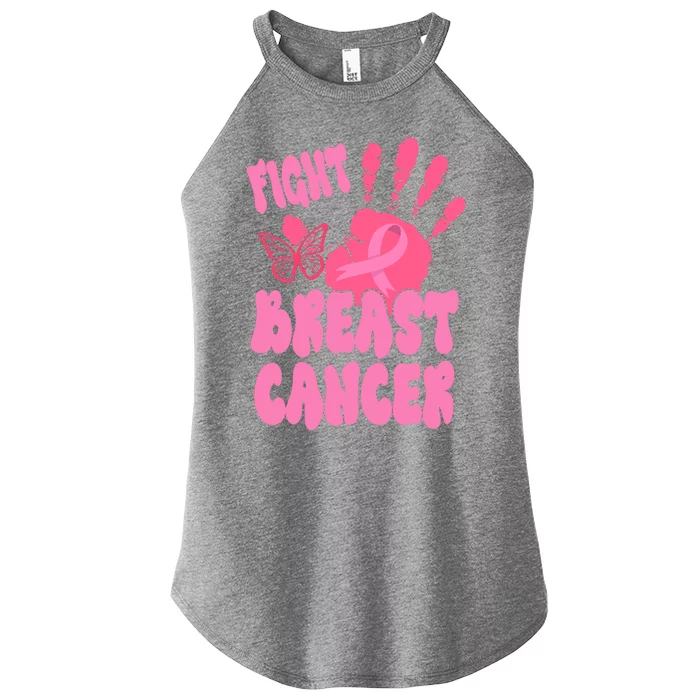 Fight Breast Cancer Handprint Ribbon Women’s Perfect Tri Rocker Tank