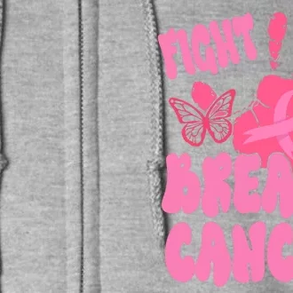 Fight Breast Cancer Handprint Ribbon Full Zip Hoodie