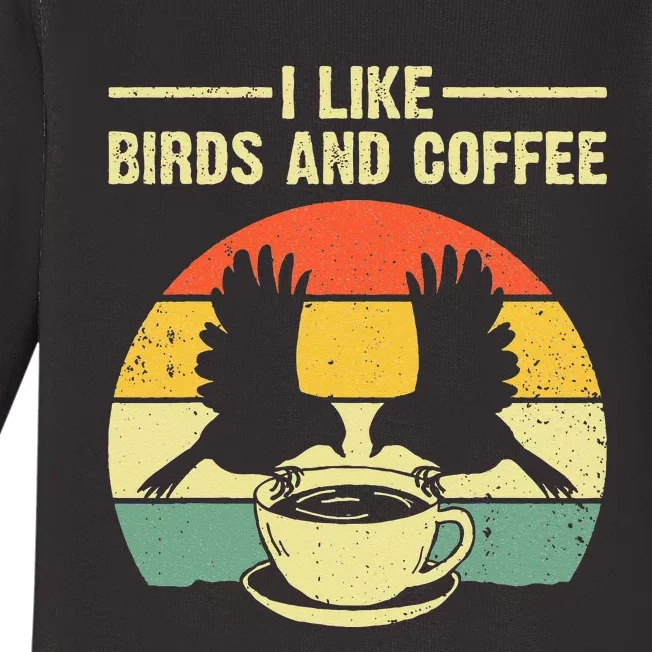 Funny Birds Coffee Design For Men Women Bird Lover Coffee Baby Long Sleeve Bodysuit