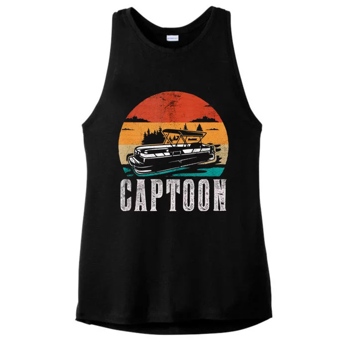 Funny Boating Captoon Pontoon Tritoon Captain Pontoon Boat Ladies Tri-Blend Wicking Tank