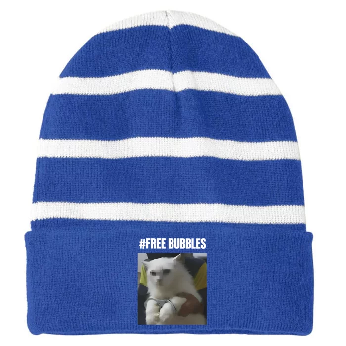 Free Bubbles Cat Striped Beanie with Solid Band