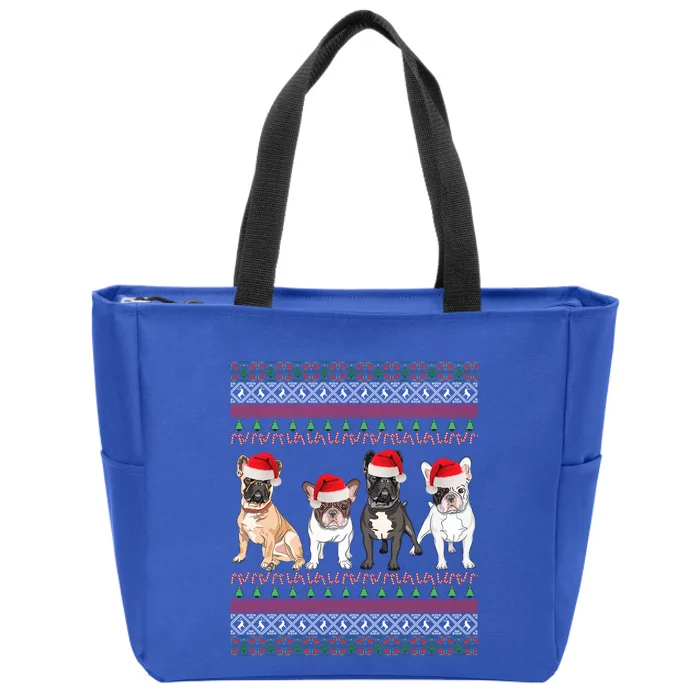 French Bulldog Christmas Ugly Frenchie Mom Xmas Gift Zip Tote Bag