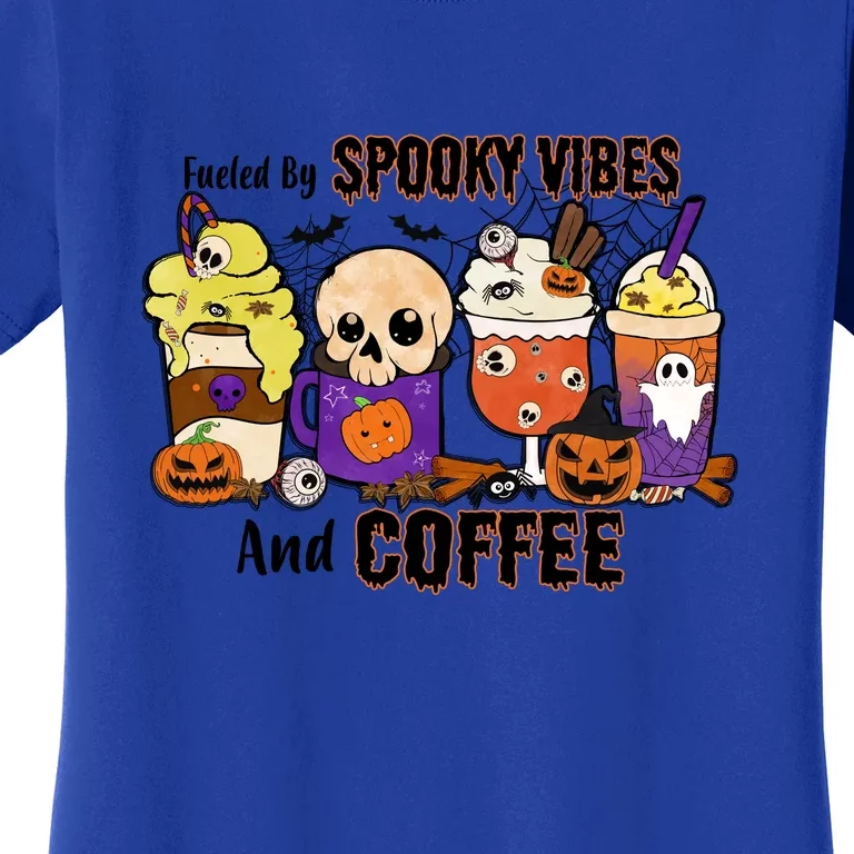 Fueled By Coffee & Spooky Vibes Coffee Lover Halloween Gift Women's T-Shirt