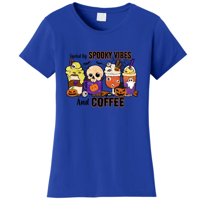 Fueled By Coffee & Spooky Vibes Coffee Lover Halloween Gift Women's T-Shirt