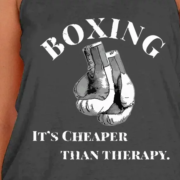 Funny Boxing Cheaper Than Therapy Women's Knotted Racerback Tank