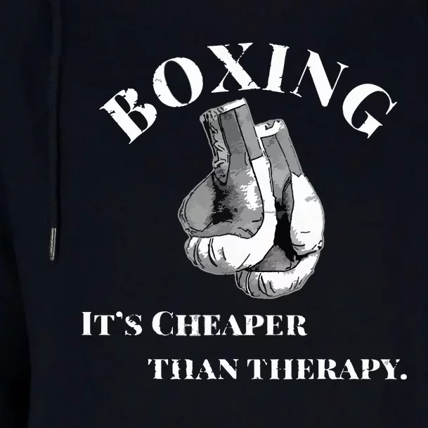 Funny Boxing Cheaper Than Therapy Womens Funnel Neck Pullover Hood