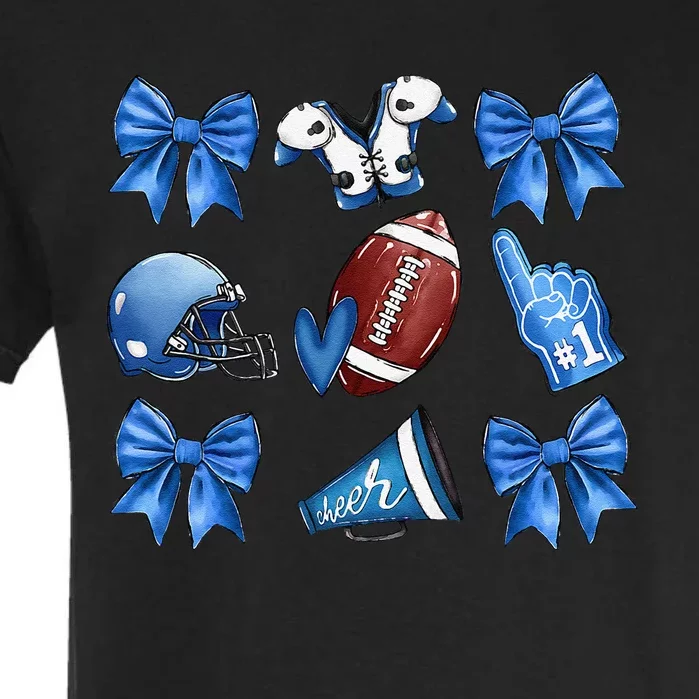 Funny Blue Cheer Football Game Day Coquette Bow Touchdown Gift Garment-Dyed Heavyweight T-Shirt