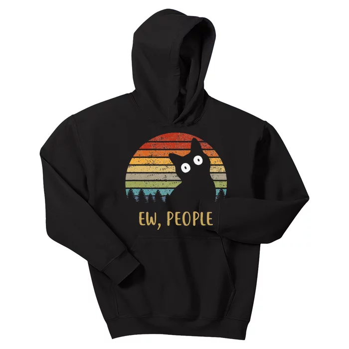 Funny Black Cat Shirt Ew, People Cat Kids Hoodie