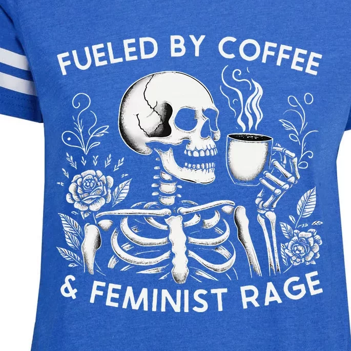 Fueled By Coffee & Feminist Rage Feminism Coffee Lovers Enza Ladies Jersey Football T-Shirt