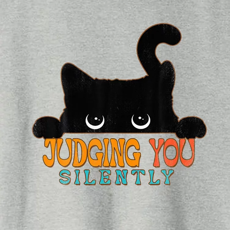 Funny Black Cat Judging You Silently Sarcastic Cat Women's Crop Top Tee