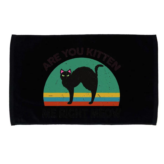 Funny Black Cat Are You Kitten Me Right Meow Feline Lover Microfiber Hand Towel