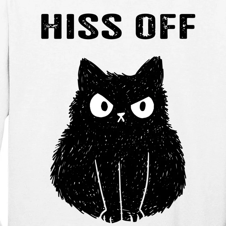 Funny Black Cat Hiss Off Meow Cat Tall Long Sleeve T-Shirt