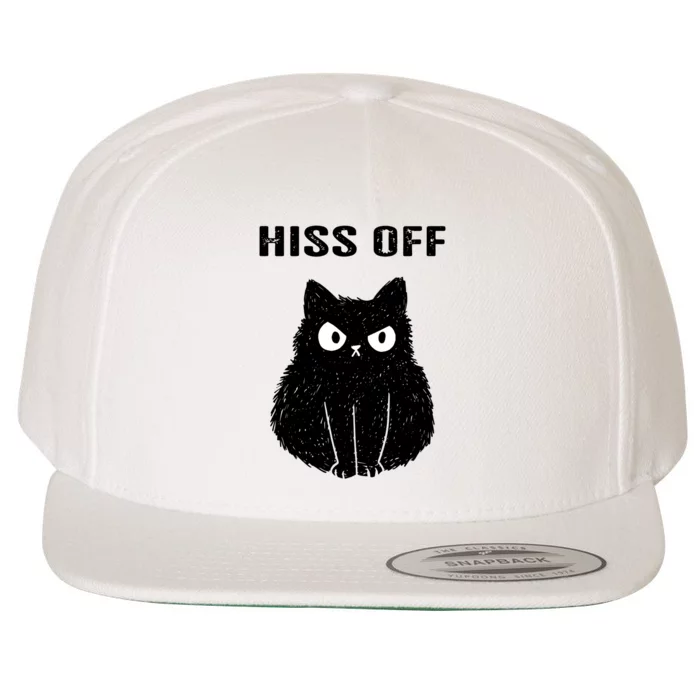 Funny Black Cat Hiss Off Meow Cat Wool Snapback Cap