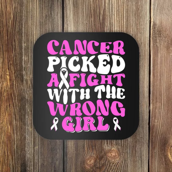 Funny Breast Cancer Pink Ribbon Awareness Design Coaster