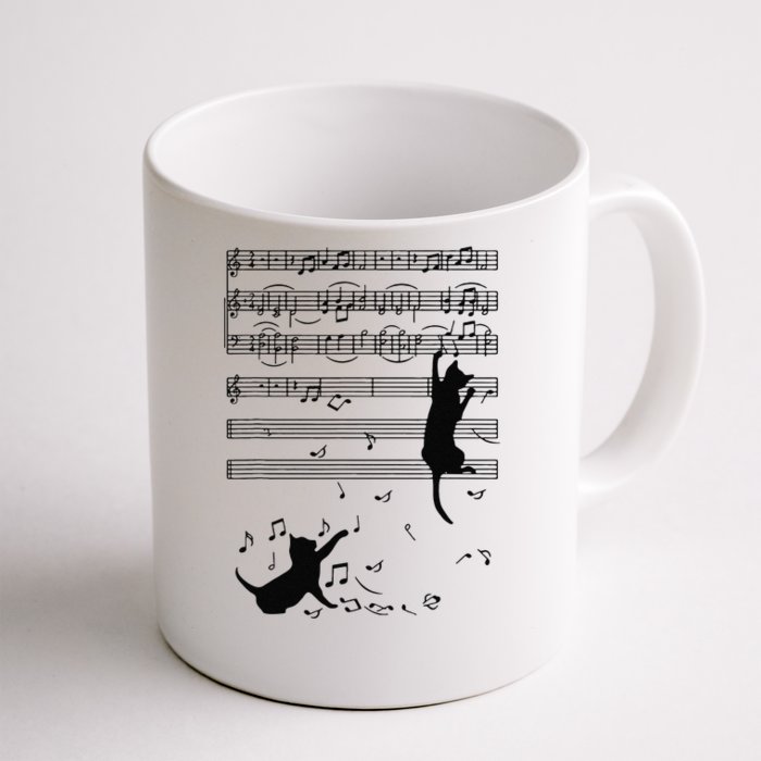 Funny Black Cat Climbing Playing Sheet Music Note Gift Idea Front & Back Coffee Mug