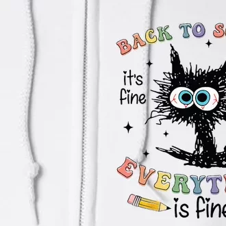 Funny Black Cat Back to School for Teachers Full Zip Hoodie