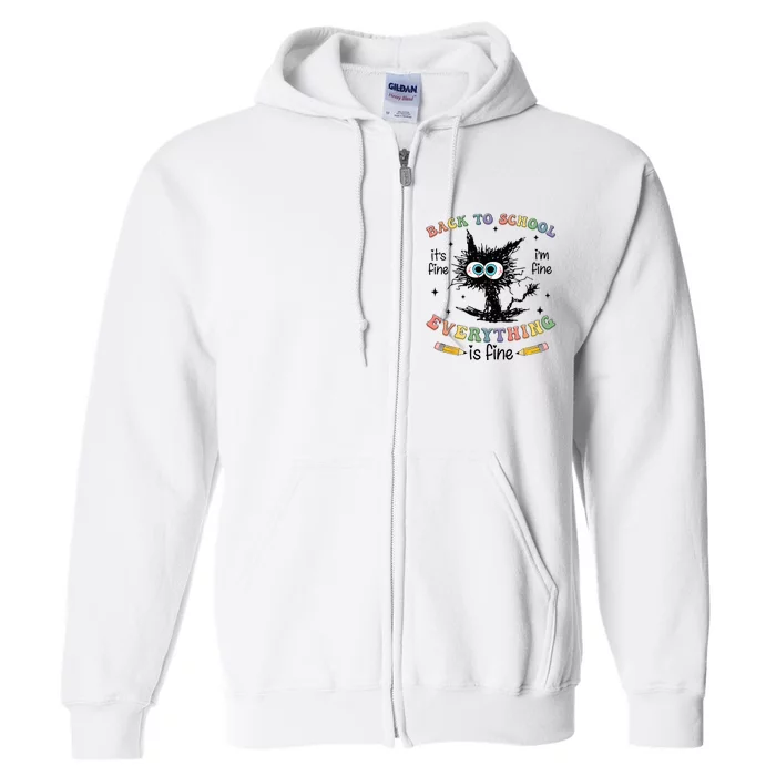 Funny Black Cat Back to School for Teachers Full Zip Hoodie