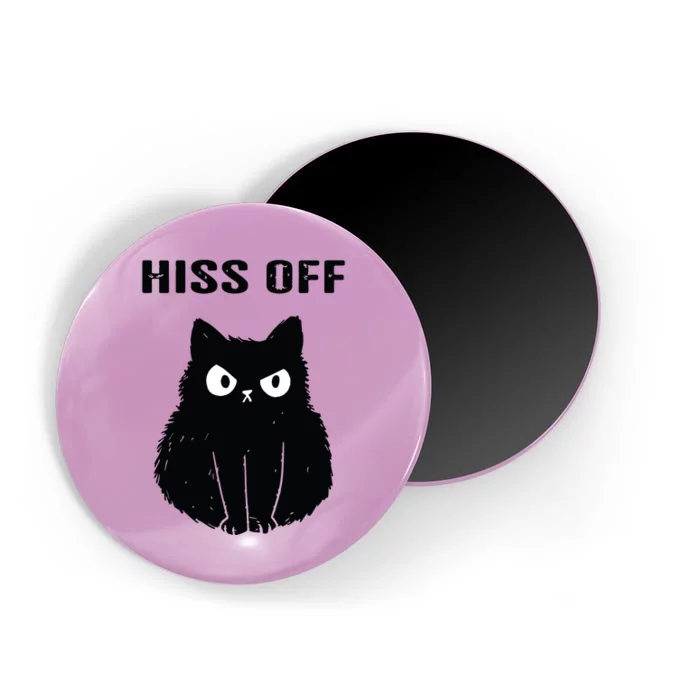 Funny Black Cat Hiss Off Meow Cat Magnet