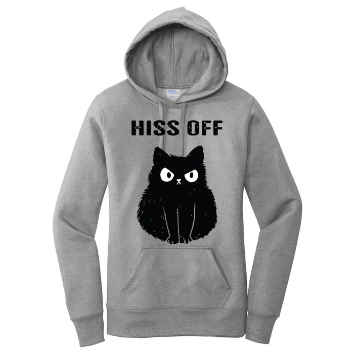 Funny Black Cat Hiss Off Meow Cat Women's Pullover Hoodie