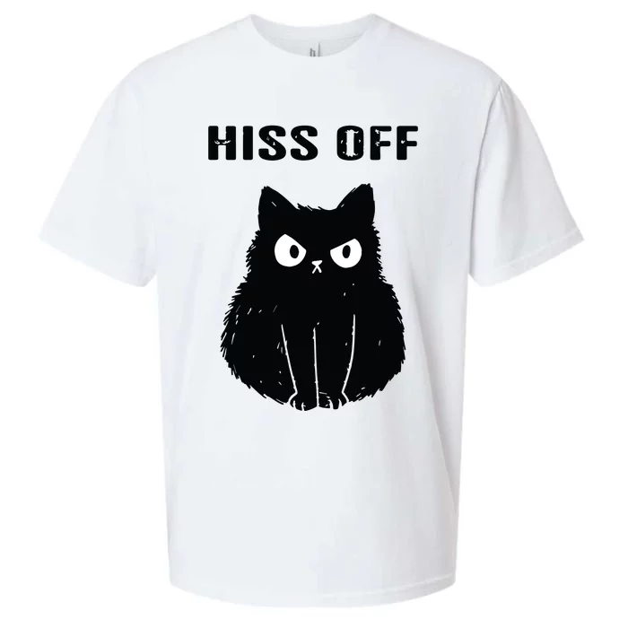 Funny Black Cat Hiss Off Meow Cat Sueded Cloud Jersey T-Shirt