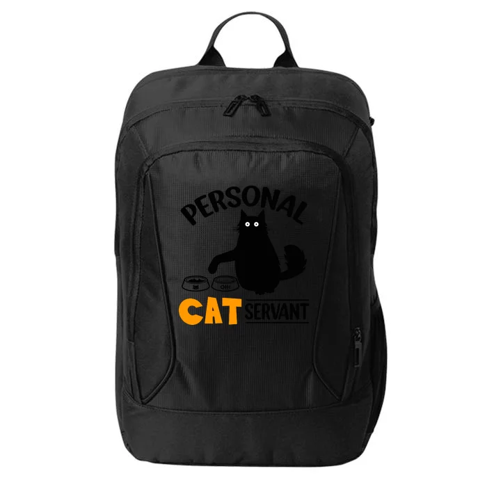 Funny Black Cat Personal Cat Servant City Backpack