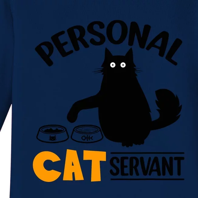 Funny Black Cat Personal Cat Servant Baby Long Sleeve Bodysuit