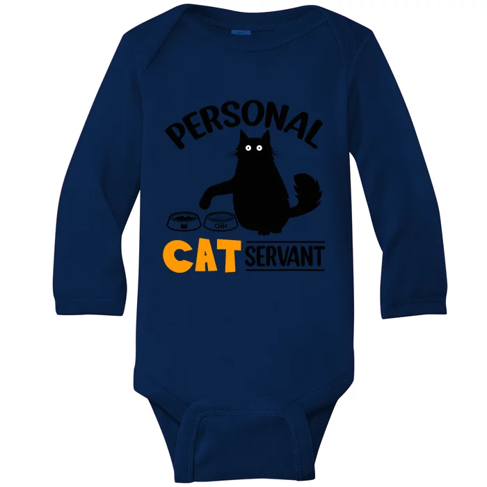 Funny Black Cat Personal Cat Servant Baby Long Sleeve Bodysuit