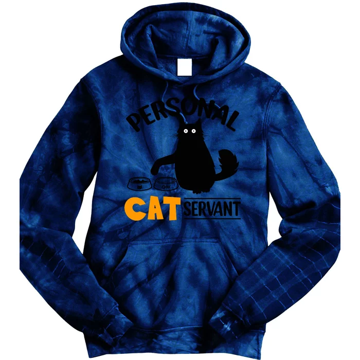 Funny Black Cat Personal Cat Servant Tie Dye Hoodie