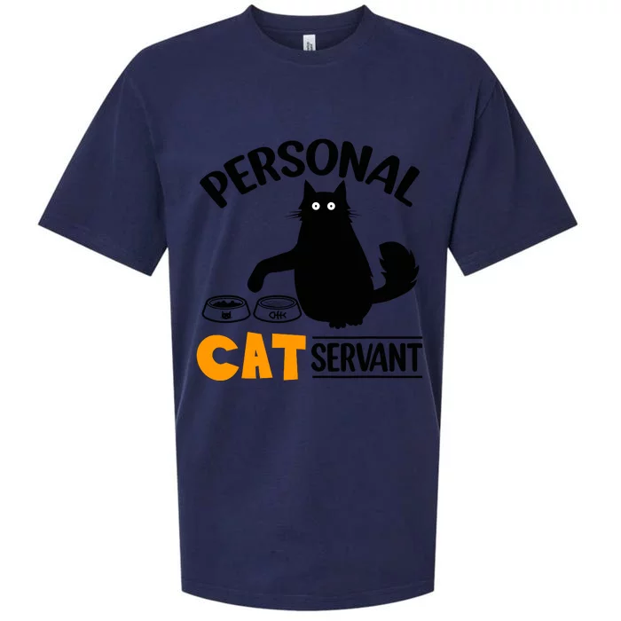 Funny Black Cat Personal Cat Servant Sueded Cloud Jersey T-Shirt