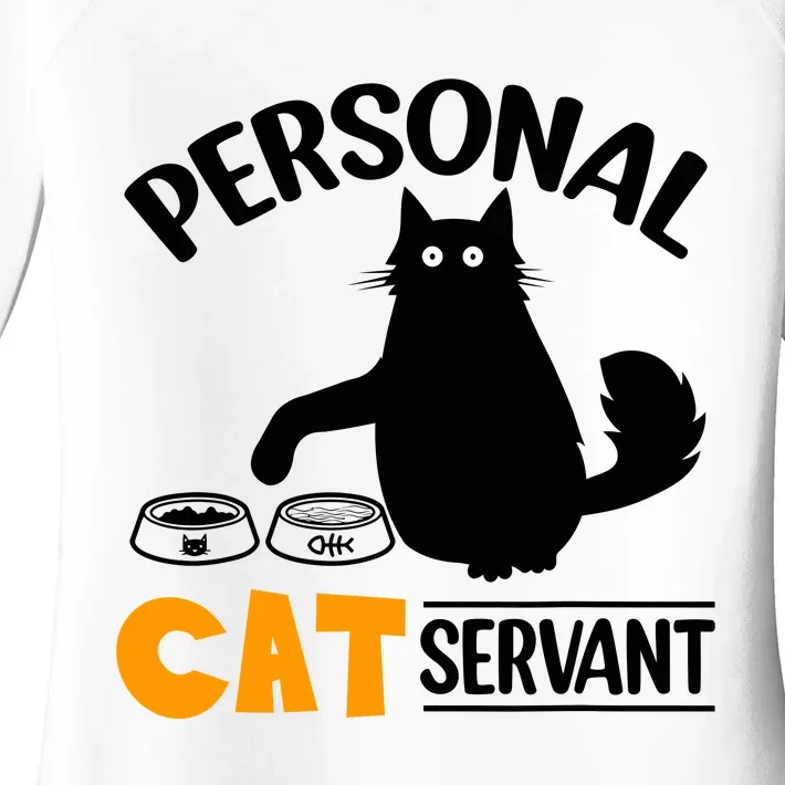 Funny Black Cat Personal Cat Servant Women's Perfect Tri Tunic Long Sleeve Shirt