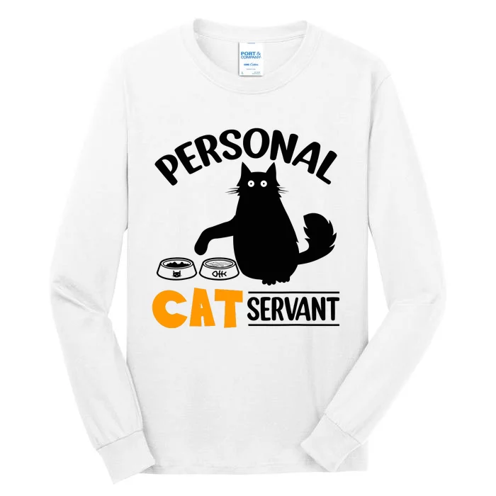 Funny Black Cat Personal Cat Servant Tall Long Sleeve T-Shirt