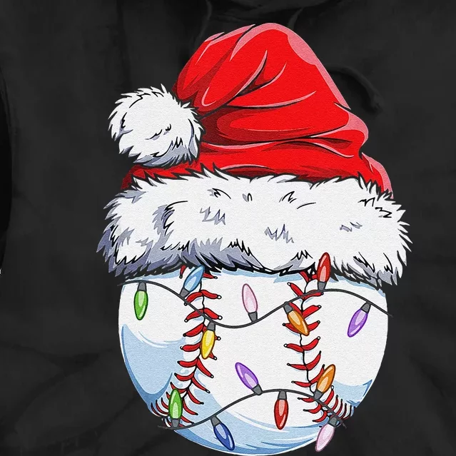 Funny Baseball Christmas Santa Hat Funny Baseball Xmas Holiday Tie Dye Hoodie