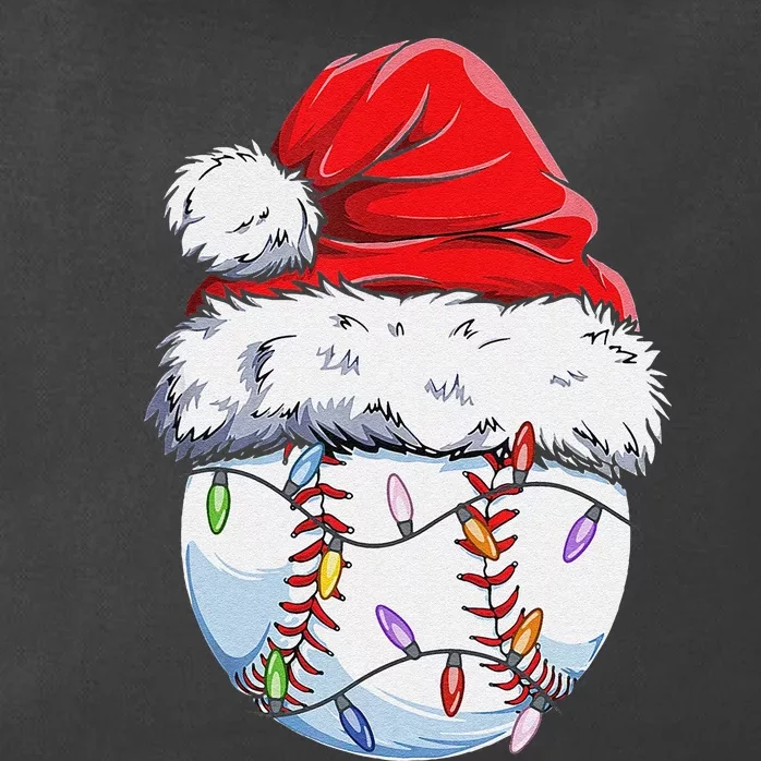 Funny Baseball Christmas Santa Hat Funny Baseball Xmas Holiday Zip Tote Bag