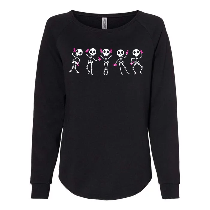 Funny Breast Cancer Awareness Dancing Halloween Skeletons Womens California Wash Sweatshirt