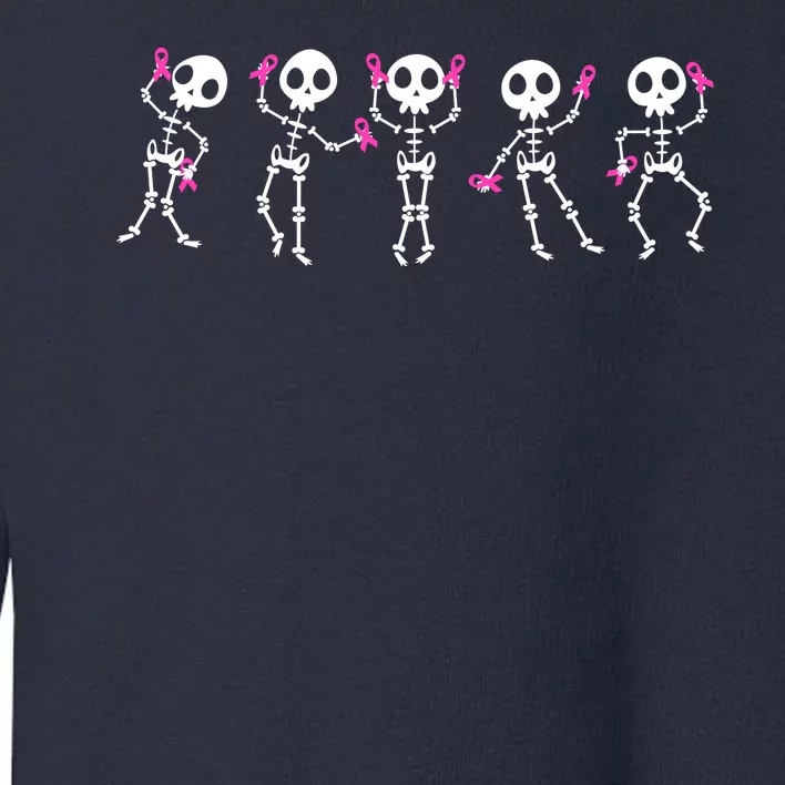 Funny Breast Cancer Awareness Dancing Halloween Skeletons Toddler Sweatshirt