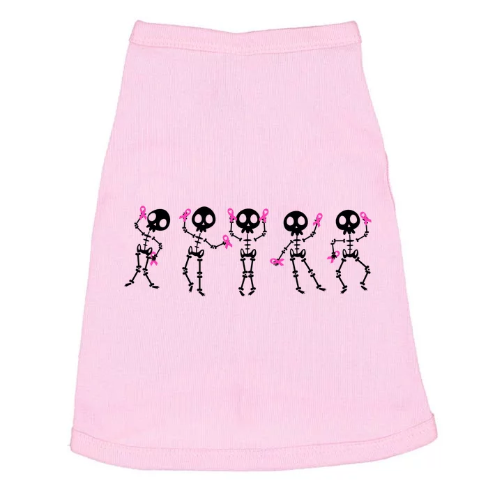 Funny Breast Cancer Awareness Dancing Halloween Skeletons Doggie Tank